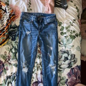 AMERICAN EAGLE HI RISE SUPER STRETCH LIGHT WASH